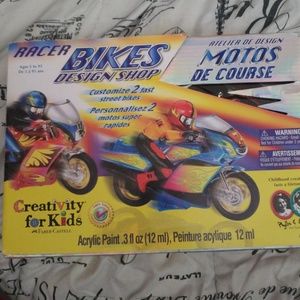 Racer bike design kit for kids to paint